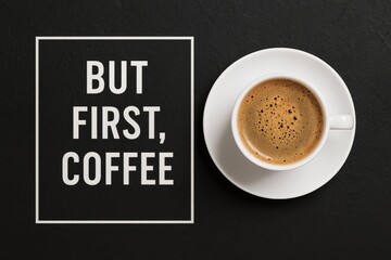 Quote featuring a coffee cup against a dark backdrop