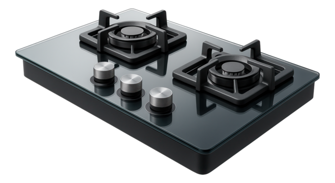 Tabletop gas stove with a glass top surface, adding a touch of elegance to a city apartment.