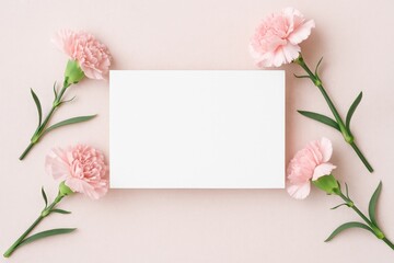 Beautiful postcard featuring vibrant pink carnations