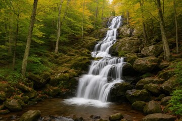 Fototapeta premium Exploring the Hidden Waterfall in a Mountain National Park