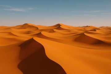 Golden sand dunes stretching across the arid landscape