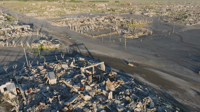 Haunting Beauty of Epecu&eacute;n: Aerial drone fly Argentina&rsquo;s Abandoned Salt Village, Buenos Aires city ruins