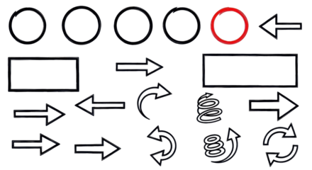 Set of various arrow illustrations with a focus on selection and growth isolated PNG with Transparent Background