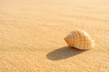 Beach scene with shell and ample space for your message