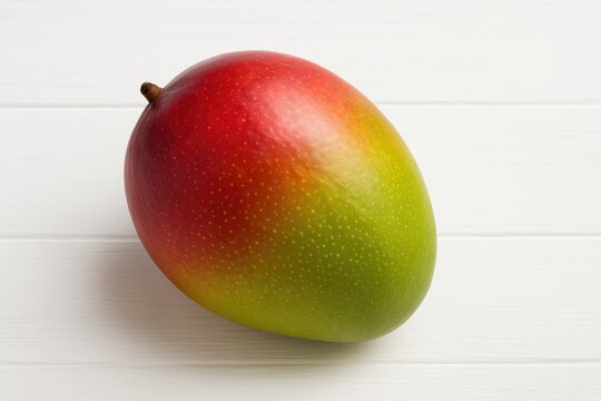 Freshly picked mango on a light wooden surface