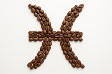 Obraz premium Coffee bean zodiac sign Pisces isolated on white background
