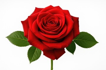 Fototapeta premium Single red rose blossom isolated on a white background