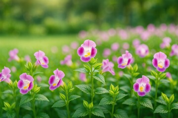 Morning Glory: Vibrant Pink Flowers Blooming in the Garden