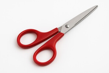 White background with isolated red scissors