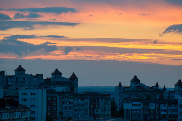 sunset over the city o fternopil, ukraine