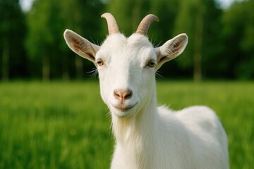 Fototapeta premium Stunning portrait of a graceful white goat