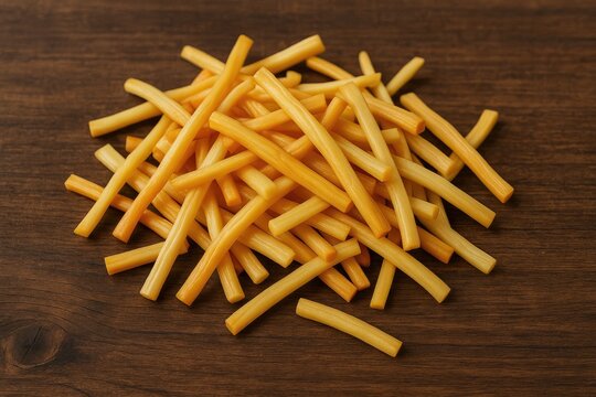 Miniature smoked cheese chunks viewed from above