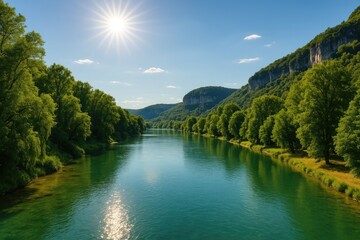 Obraz premium Beautiful Riverside Landscape in Europe