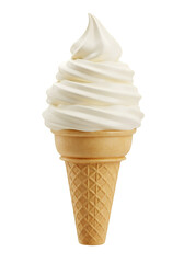 Isolated Transparent Background of Vanilla Ice Cream Cone Dessert Sweet