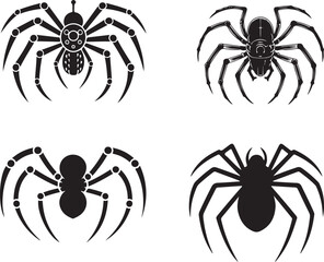 Fantasy Creature Mount Vector Silhouettes - Mech Spiders for Game Assets