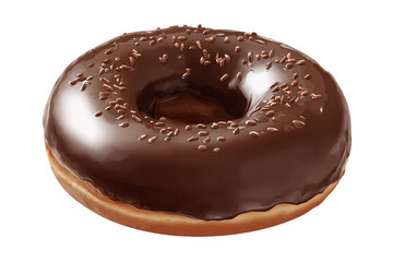 Chocolate Donut Isolated on White Transparent Background