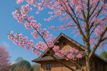 Rose-colored Himalaya Sakura blooms