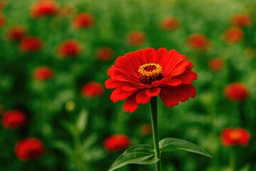 Vivid red blossom in an outdoor setting