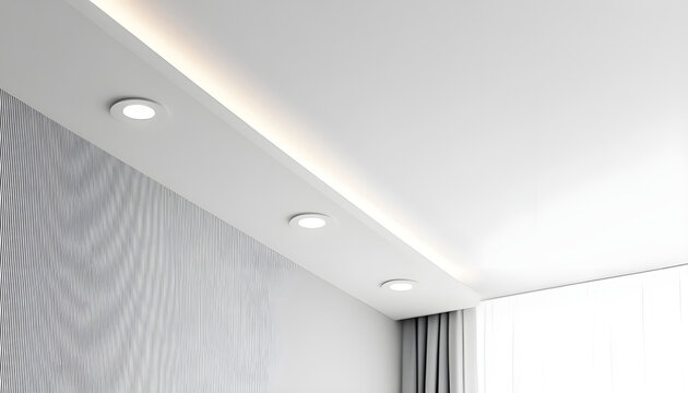 LED downlight fixture embedded in white ceiling background for clean, minimal, and efficient interior lighting