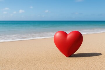 Fototapeta premium Romantic symbol on seaside sand - vacation love idea