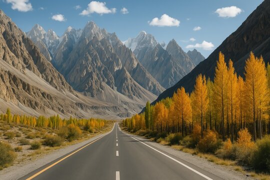 Majestic mountain vistas along a scenic highway in a remote valley