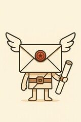 Sketch-Style Pencil Architect with Blueprint Attire and T-Square Staff