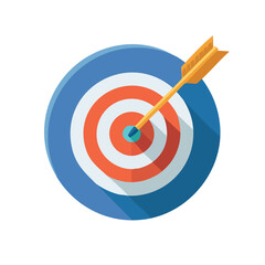 Flat Style Target Board with Dart Vector