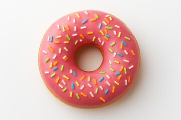 Pink-colored sweet ring on a plain white backdrop