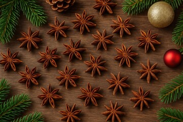 Obraz premium Festive Decorations Featuring Anise Star Spices