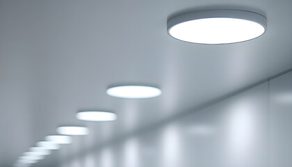 LED downlight fixture embedded in white ceiling background for clean, minimal, and efficient interior lighting