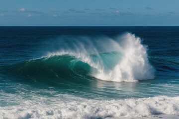 Fototapeta premium Winter day with ocean waves and gusty winds