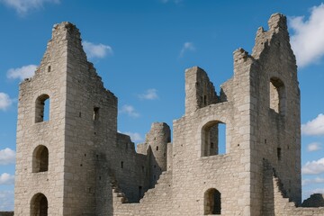 Ancient fortress with decaying stone walls