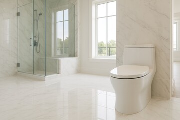 Luxurious modern residence featuring a sparkling toilet fixture