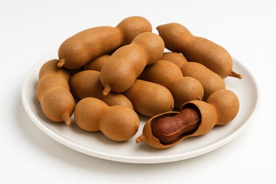Delicious tamarind pieces displayed on a plain white surface