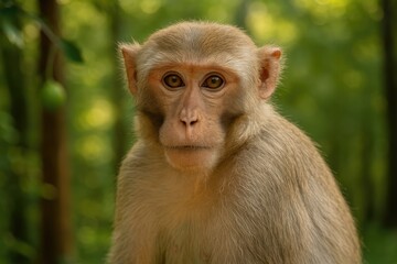 Obraz premium Close-up of a typical monkey's face in the wild