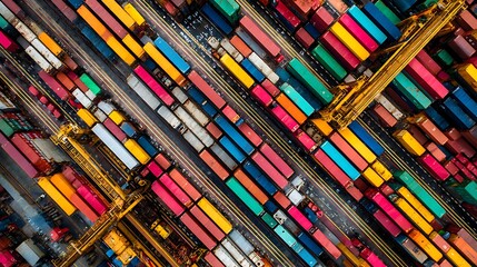 Aerial View of Shipping Containers at a Port