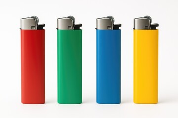 Colorful Blank Gas Lighter Mockup on Empty Surface for Design Display
