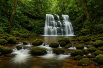 Fototapeta premium Explore the stunning Sai Thip Waterfall within a scenic national park