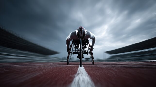 Disabled athlete in wheelchair racing - Powered by Adobe