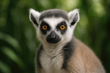 Adorable close-up of a ring-tailed lemur's face