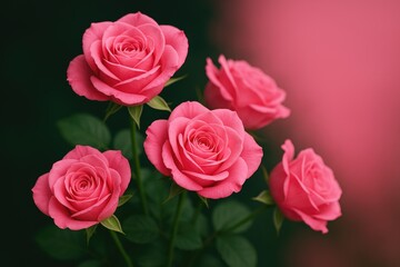 Obraz premium Delicate pink roses set against a stunning backdrop