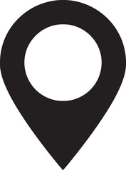 Simple black location pin symbol suitable for maps and navigation applications