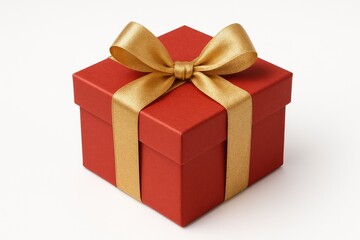 Fototapeta premium White background with a solitary red gift box