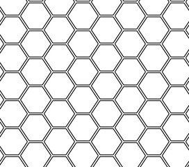 Hexagon seamless pattern. Vector graphic line illustration. Honeycomb shape geometric background. design for fashion graphics, textile prints, fabrics, wallpapers.