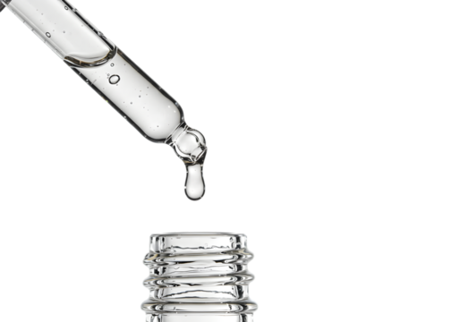 Isolated Transparent Dropper for Liquid Serum Medicine in Black Background