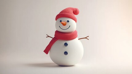 Fototapeta premium 3D Snowman, Holiday, Cheerful, Winter, Studio, Soft Light, Festive, Decor