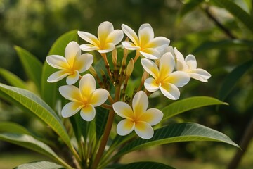Beautiful Frangipani Blossoms Thriving Trees