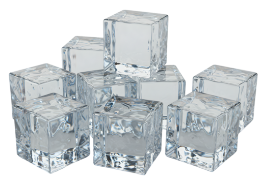 Isolated Transparent Ice Cubes Stacked Illustration Refreshment Water Cold