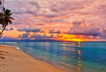 sunset over the beach