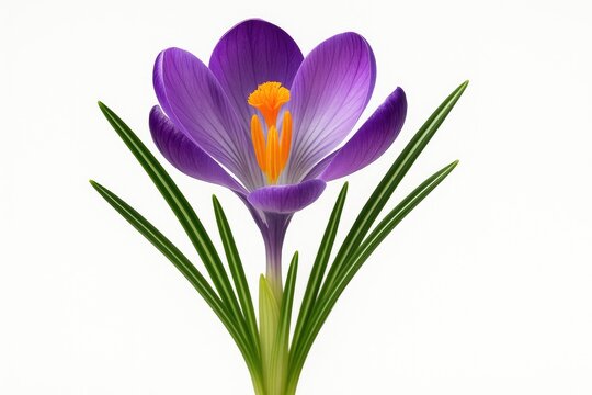 Springtime purple crocus blooming in the wild